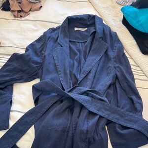 MM. LaFleur Navy Tie-Waist Trench Jacket